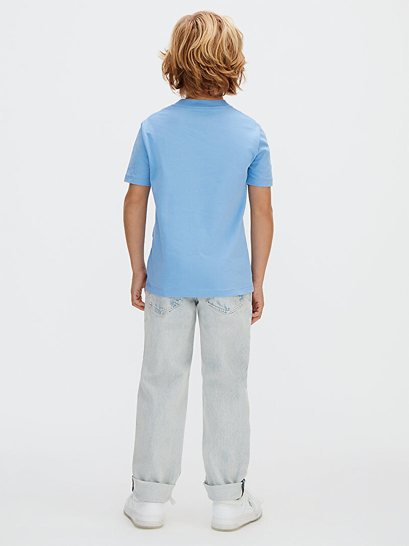 Calvin Klein Mavi Renkli Erkek Çocuk CK Chest Logo T-shirt