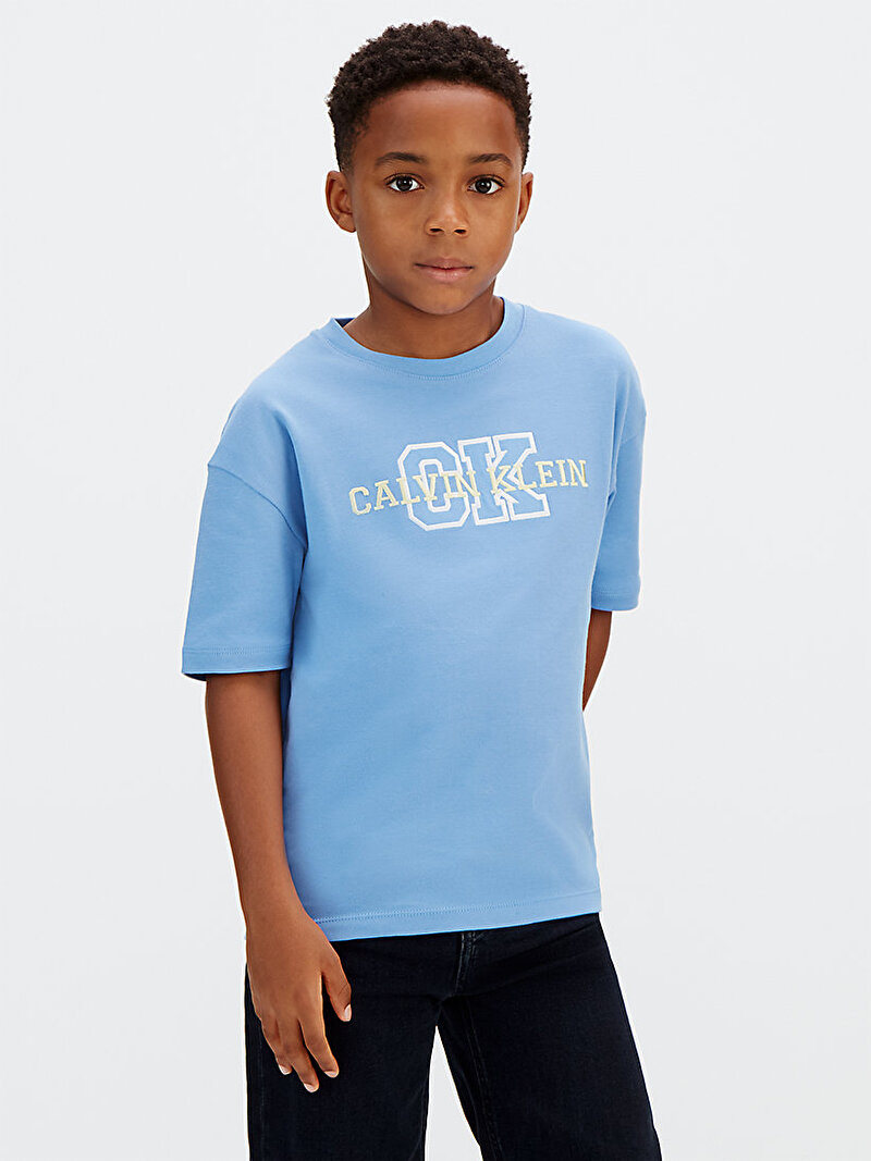 Calvin Klein Mavi Renkli Erkek Çocuk Varsity Logo T-shirt