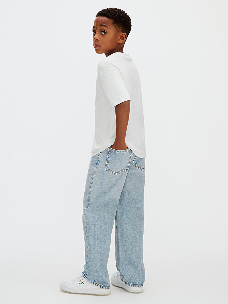 Calvin Klein Beyaz Renkli Erkek Çocuk Varsity Logo T-shirt