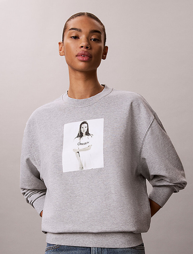 Calvin Klein Gri Renkli Kadın Kate Obsession Boyfriend Sweatshirt