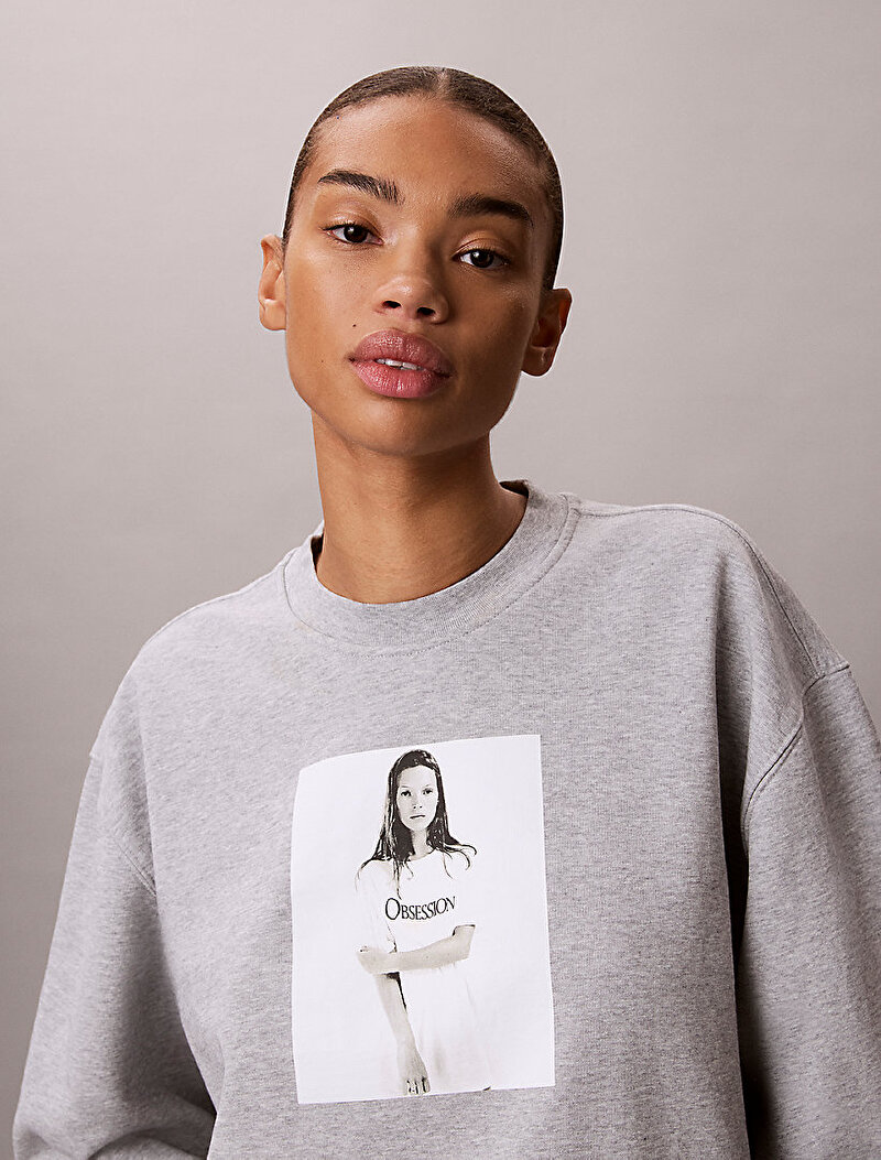 Calvin Klein Gri Renkli Kadın Kate Obsession Boyfriend Sweatshirt