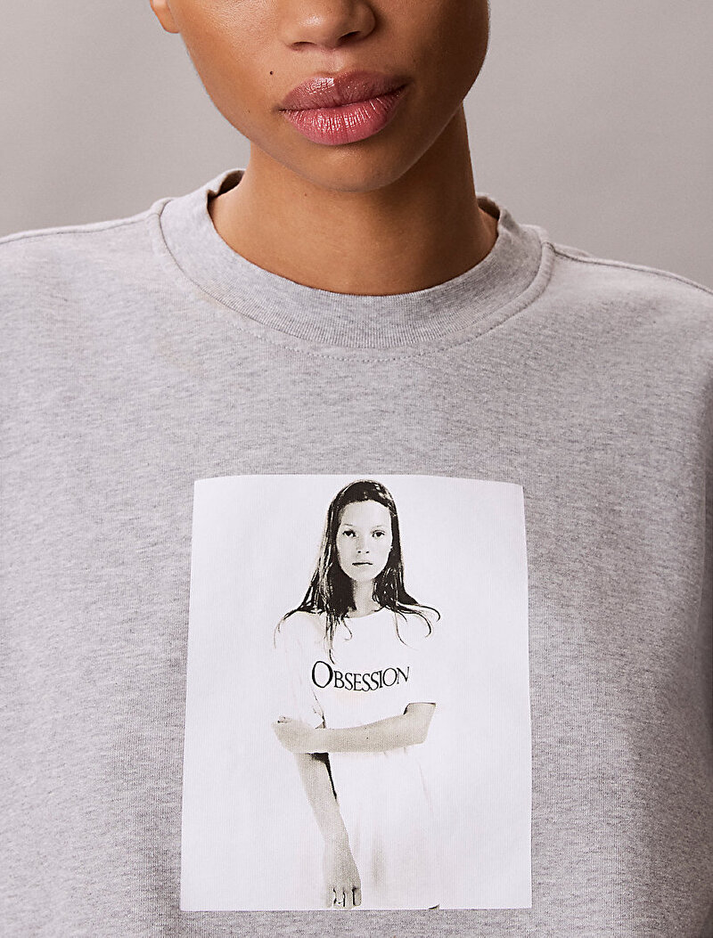 Calvin Klein Gri Renkli Kadın Kate Obsession Boyfriend Sweatshirt
