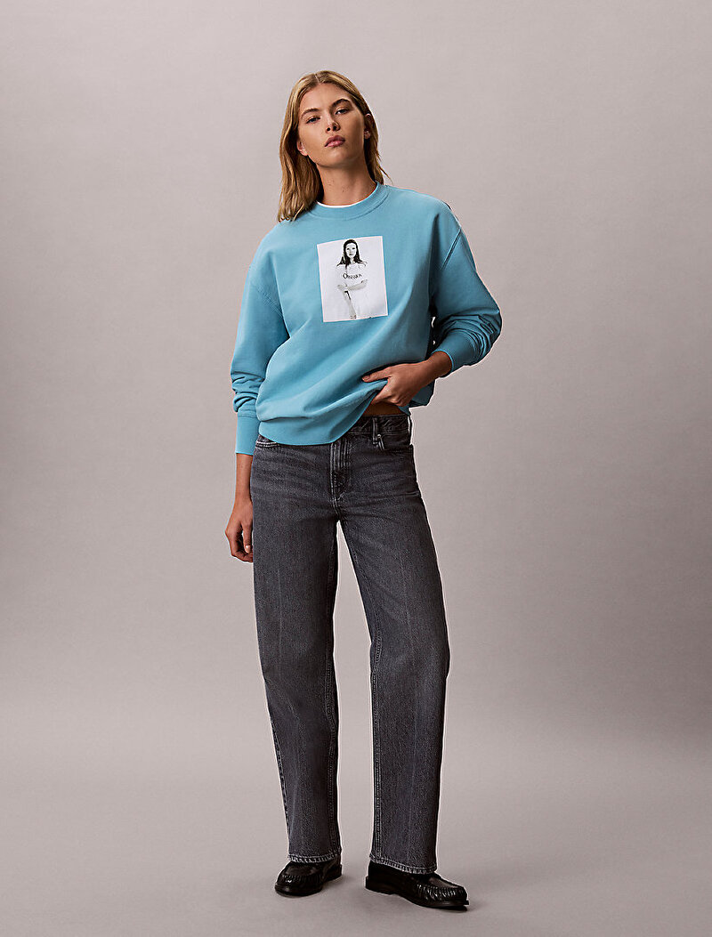Calvin Klein Mavi Renkli Kadın Kate Obsession Boyfriend Sweatshirt