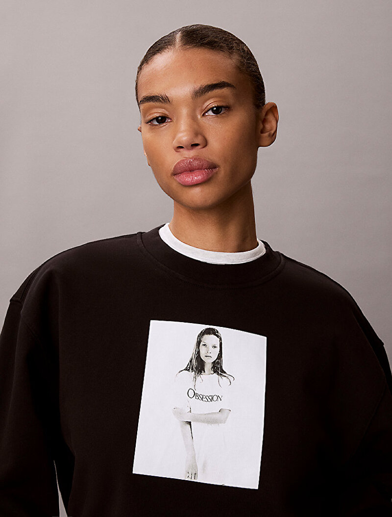 Calvin Klein Siyah Renkli Kadın Kate Obsession Boyfriend Sweatshirt