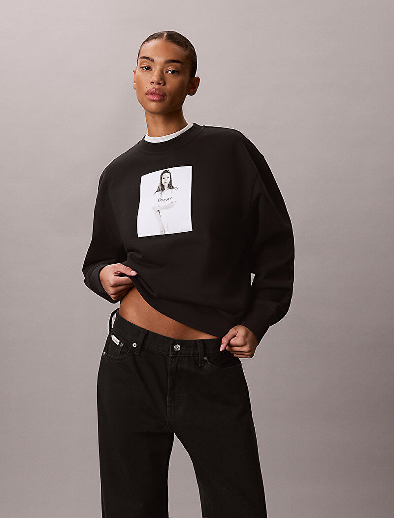Calvin Klein Siyah Renkli Kadın Kate Obsession Boyfriend Sweatshirt