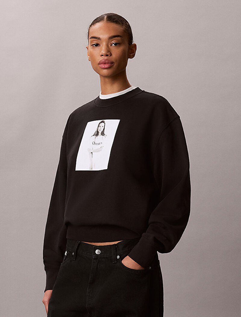 Calvin Klein Siyah Renkli Kadın Kate Obsession Boyfriend Sweatshirt