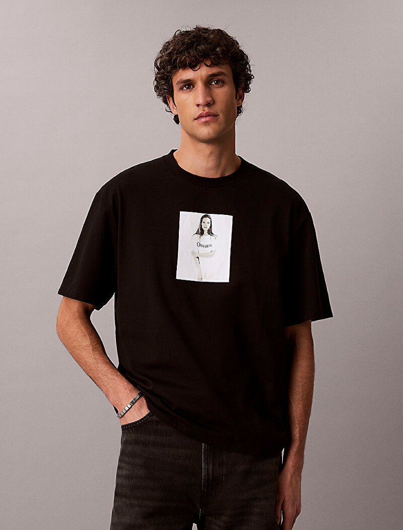 Calvin Klein Siyah Renkli Erkek Obesession Relaxed T-shirt