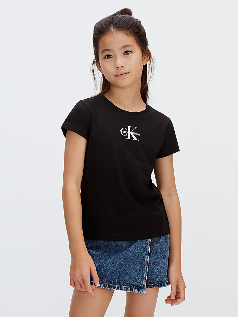 Calvin Klein Siyah Renkli Kız Çocuk Micro Monogram Top T-shirt
