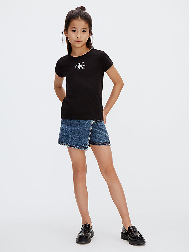 Calvin Klein Siyah Renkli Kız Çocuk Micro Monogram Top T-shirt