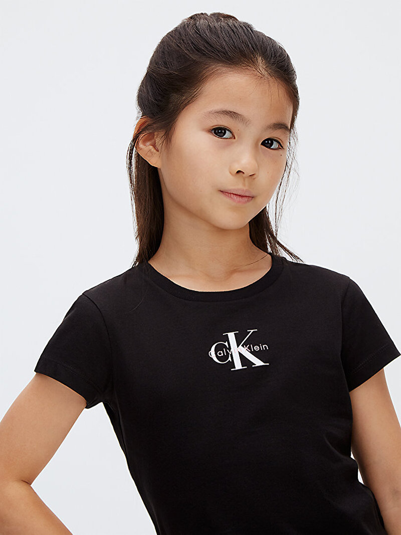 Calvin Klein Siyah Renkli Kız Çocuk Micro Monogram Top T-shirt