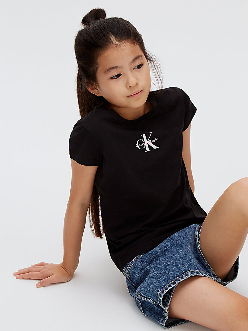 Calvin Klein Siyah Renkli Kız Çocuk Micro Monogram Top T-shirt