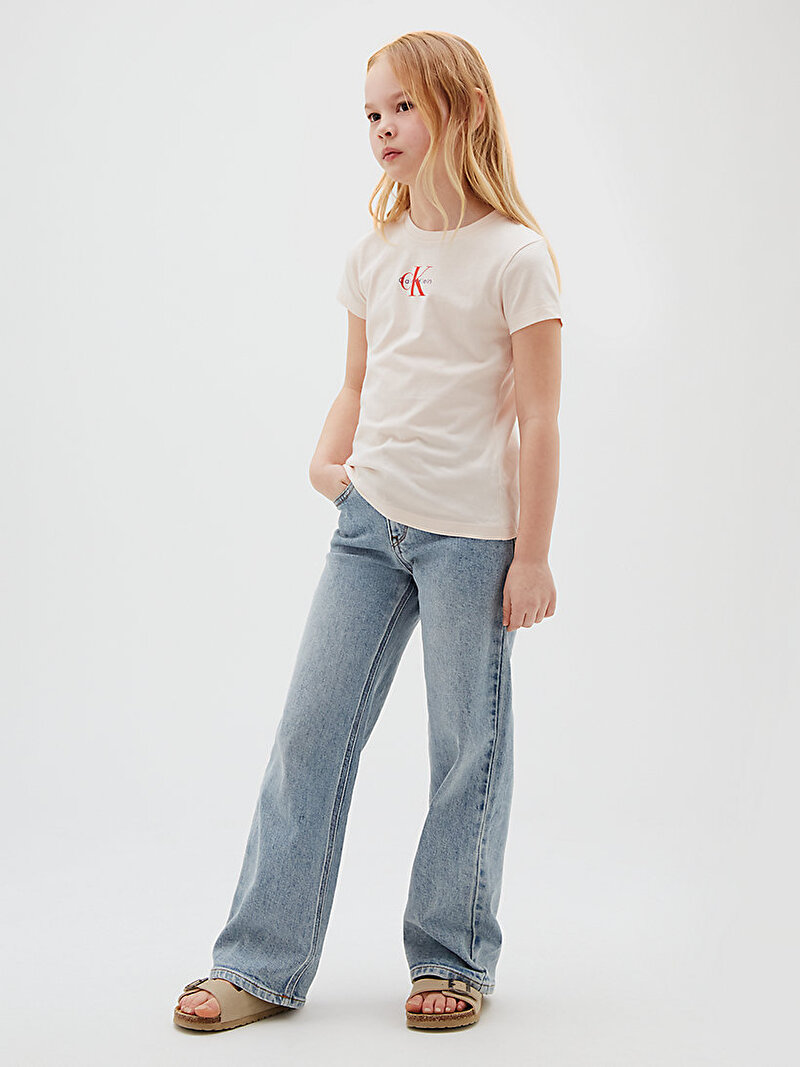 Calvin Klein Pembe Renkli Kız Çocuk Micro Monogram Top T-shirt