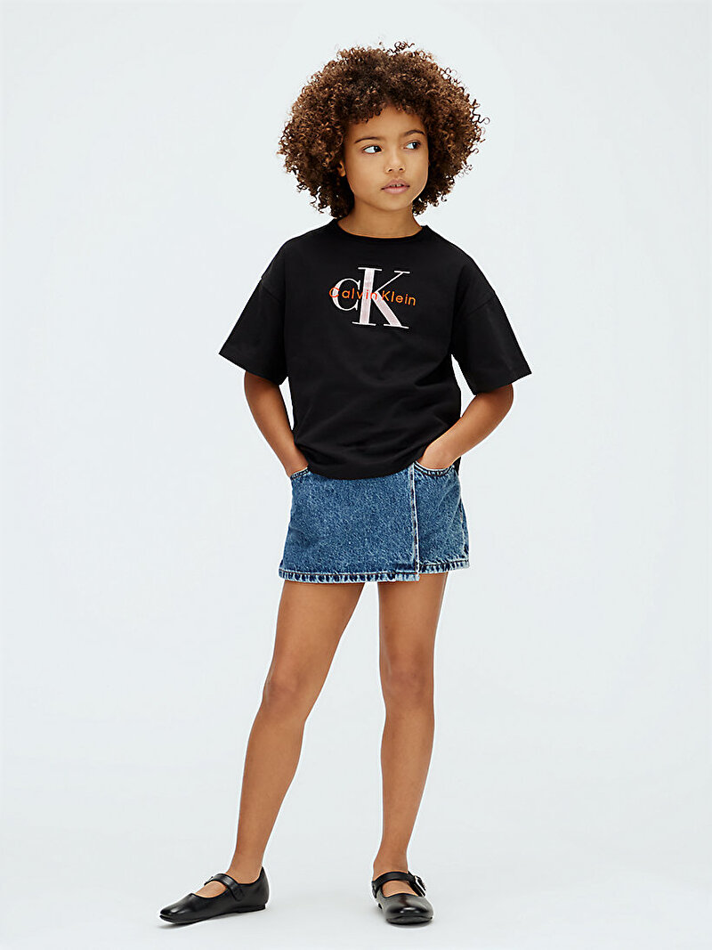 Calvin Klein Siyah Renkli Kız Çocuk Seasonal Monologo T-shirt