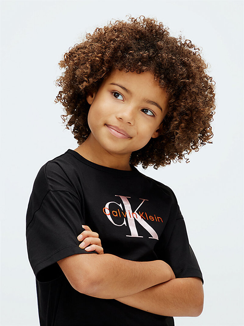 Calvin Klein Siyah Renkli Kız Çocuk Seasonal Monologo T-shirt