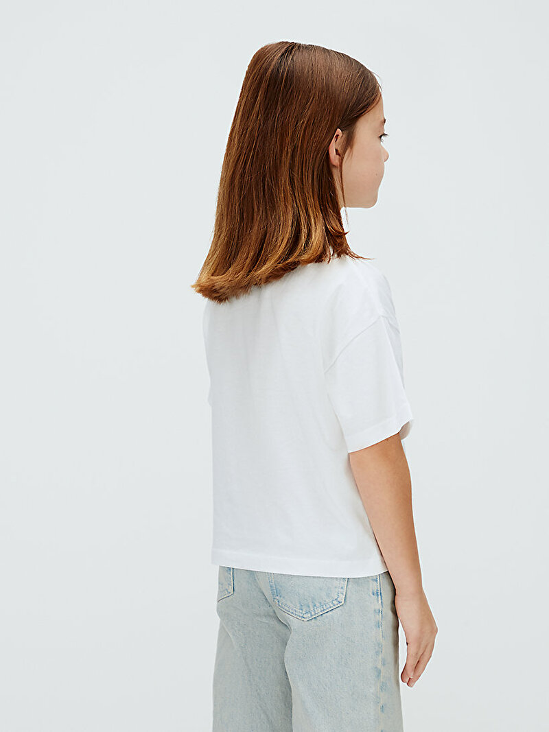 Calvin Klein Beyaz Renkli Kız Çocuk Seasonal Monologo T-shirt