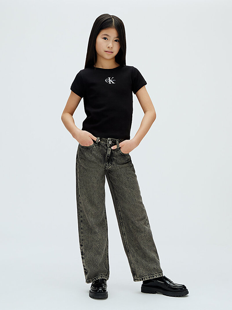Calvin Klein Siyah Renkli Kız Çocuk Monologo Rib Baby T-shirt