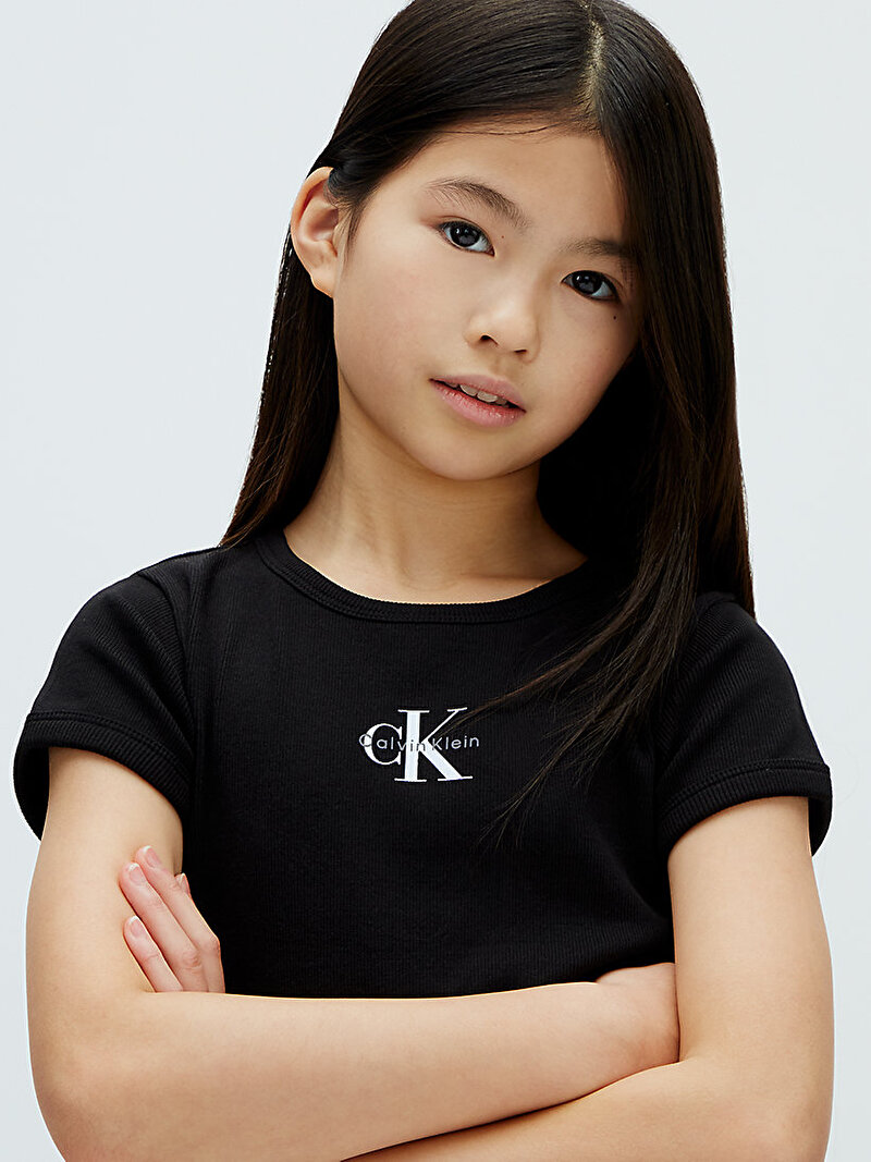Calvin Klein Siyah Renkli Kız Çocuk Monologo Rib Baby T-shirt