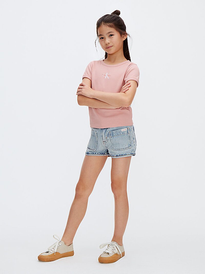 Calvin Klein Pembe Renkli Kız Çocuk Monologo Rib Baby T-shirt