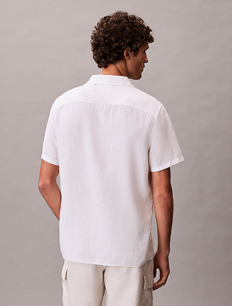Calvin Klein Beyaz Renkli Erkek Camp Collar Solid Gömlek