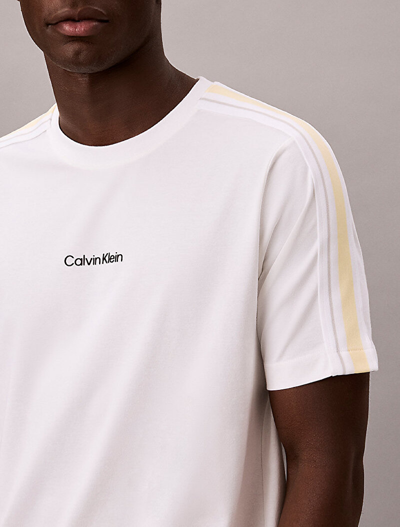 Calvin Klein Beyaz Renkli Erkek Tape T-shirt