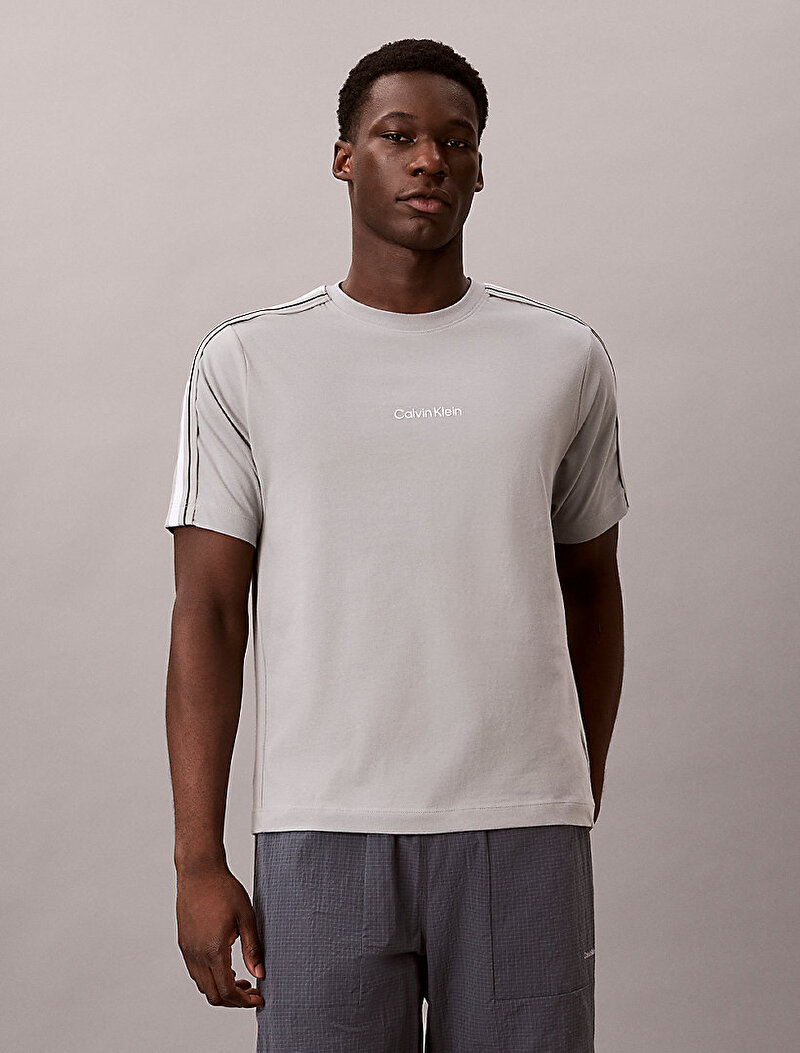 Calvin Klein Gri Renkli Erkek Tape T-shirt