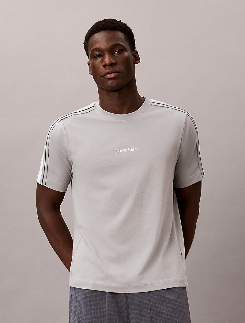 Calvin Klein Gri Renkli Erkek Tape T-shirt