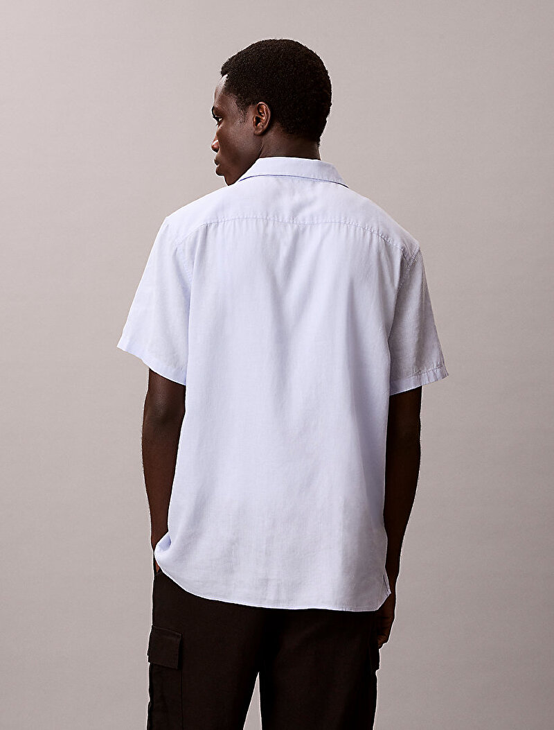 Calvin Klein Mavi Renkli Erkek Camp Collar Solid Gömlek