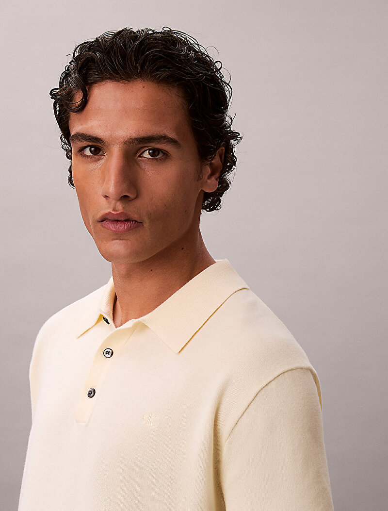 Calvin Klein Sarı Renkli Erkek Supima Cotton Kazak