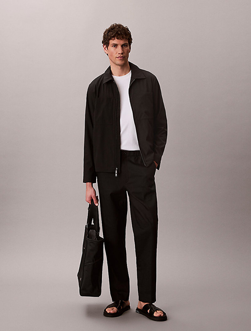Calvin Klein Siyah Renkli Erkek Seersucker Blouson Ceket