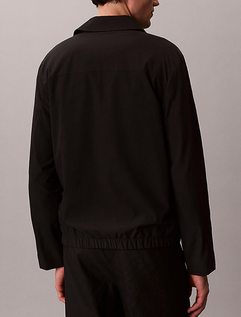 Calvin Klein Siyah Renkli Erkek Seersucker Blouson Ceket