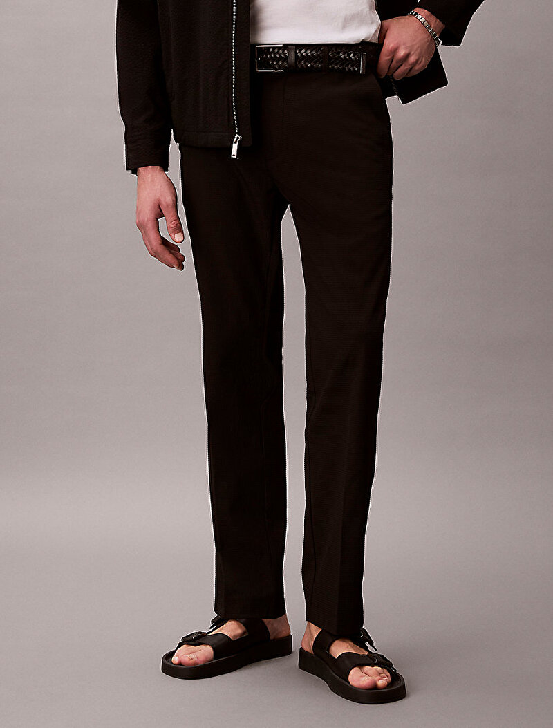 Calvin Klein Siyah Renkli Erkek Straight Seersucker Pantolon