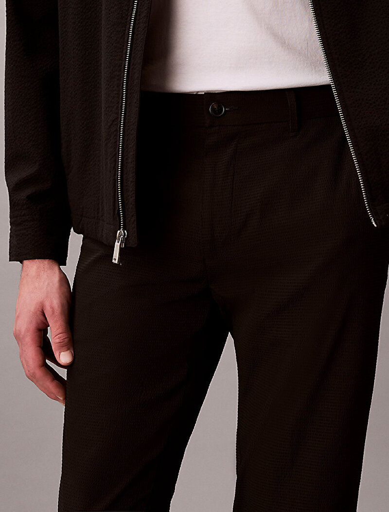Calvin Klein Siyah Renkli Erkek Straight Seersucker Pantolon