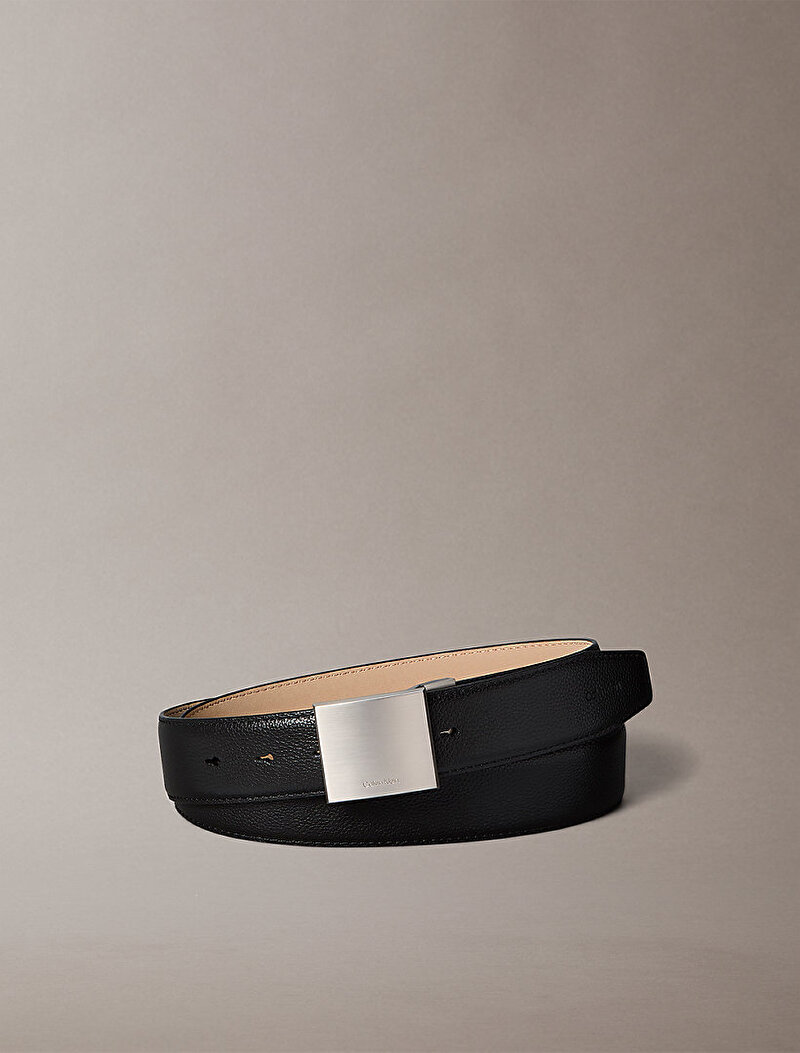 Calvin Klein Siyah Renkli Erkek Dress Plaque Pebble Kemer