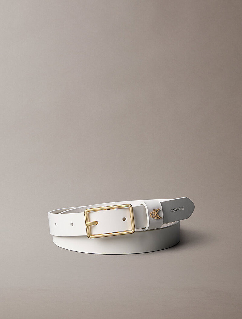 Calvin Klein Beyaz Renkli Kadın Square Buckle Ck Kemer