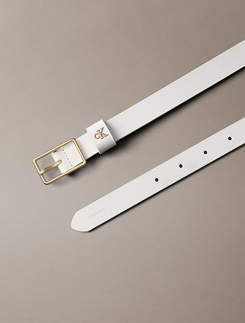 Calvin Klein Beyaz Renkli Kadın Square Buckle Ck Kemer