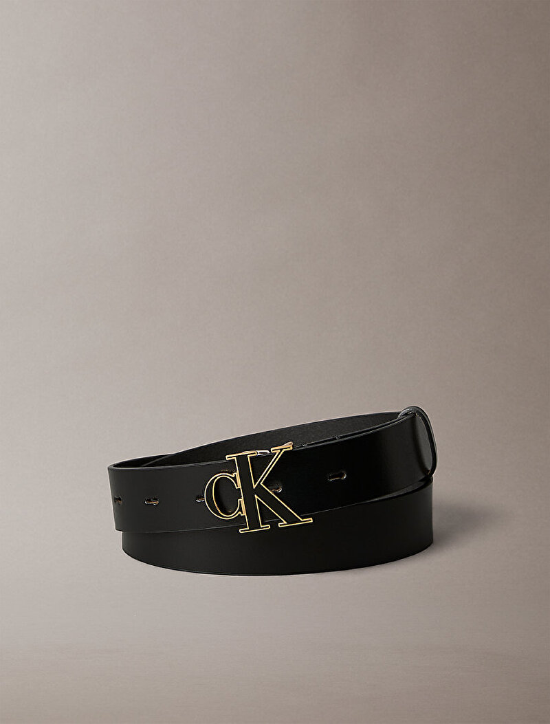 Calvin Klein Siyah Renkli Kadın Round CK Buckle 30 mm Kemer