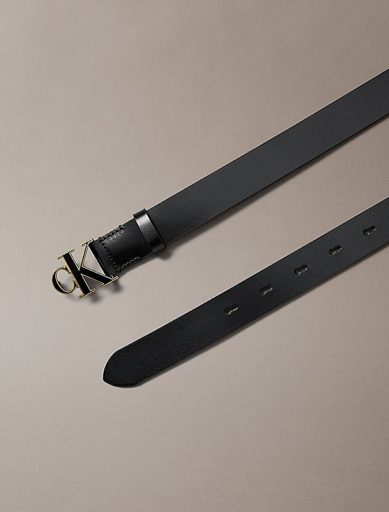 Calvin Klein Siyah Renkli Kadın Round CK Buckle 30 mm Kemer