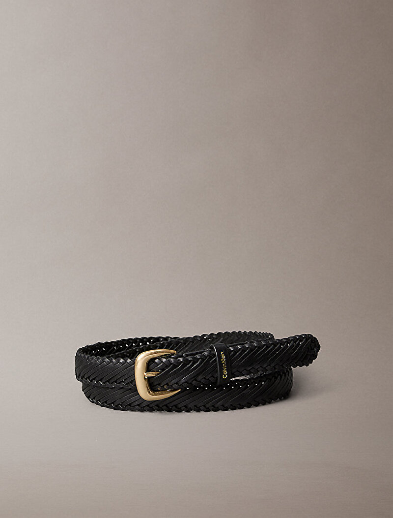 Calvin Klein Siyah Renkli Kadın Braided Logo Buckle Kemer