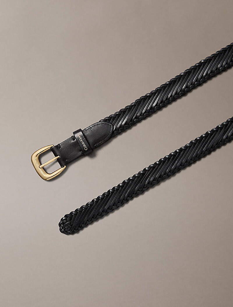 Calvin Klein Siyah Renkli Kadın Braided Logo Buckle Kemer
