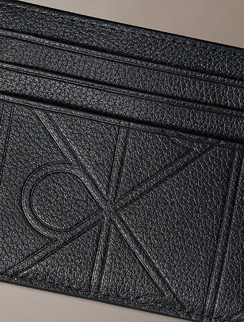 Calvin Klein Siyah Renkli Erkek Emblem Emboss Kartlık
