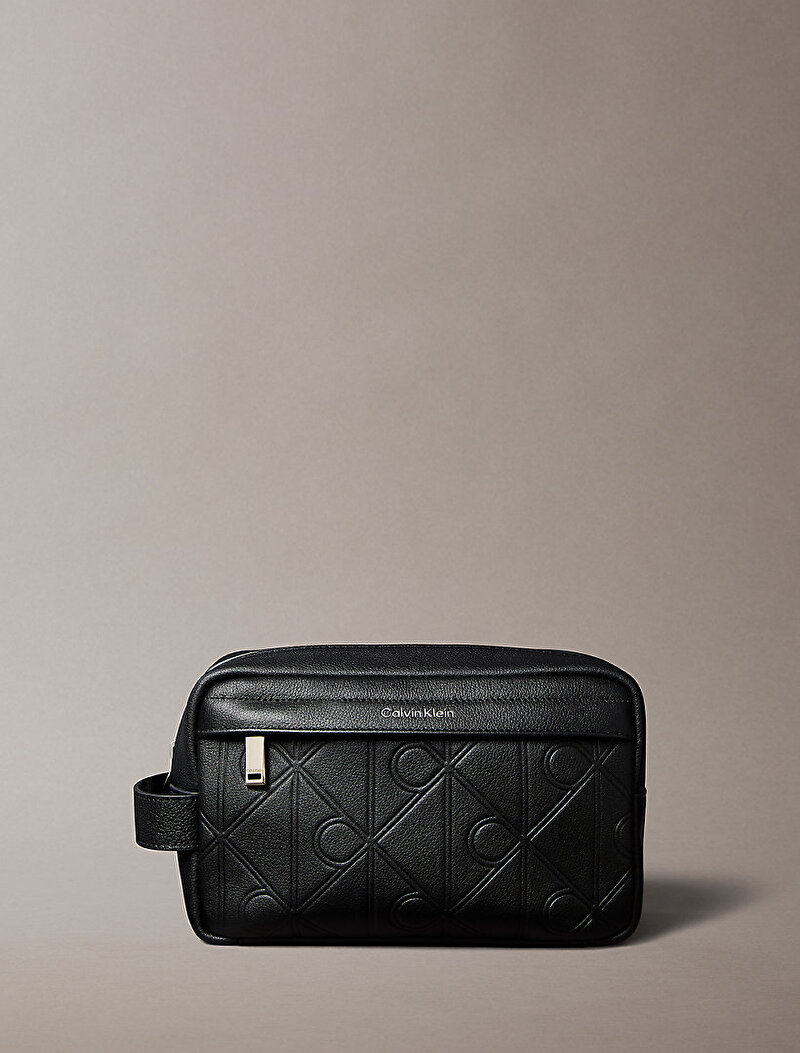 Calvin Klein Siyah Renkli Erkek Emblem Embossed Washbag