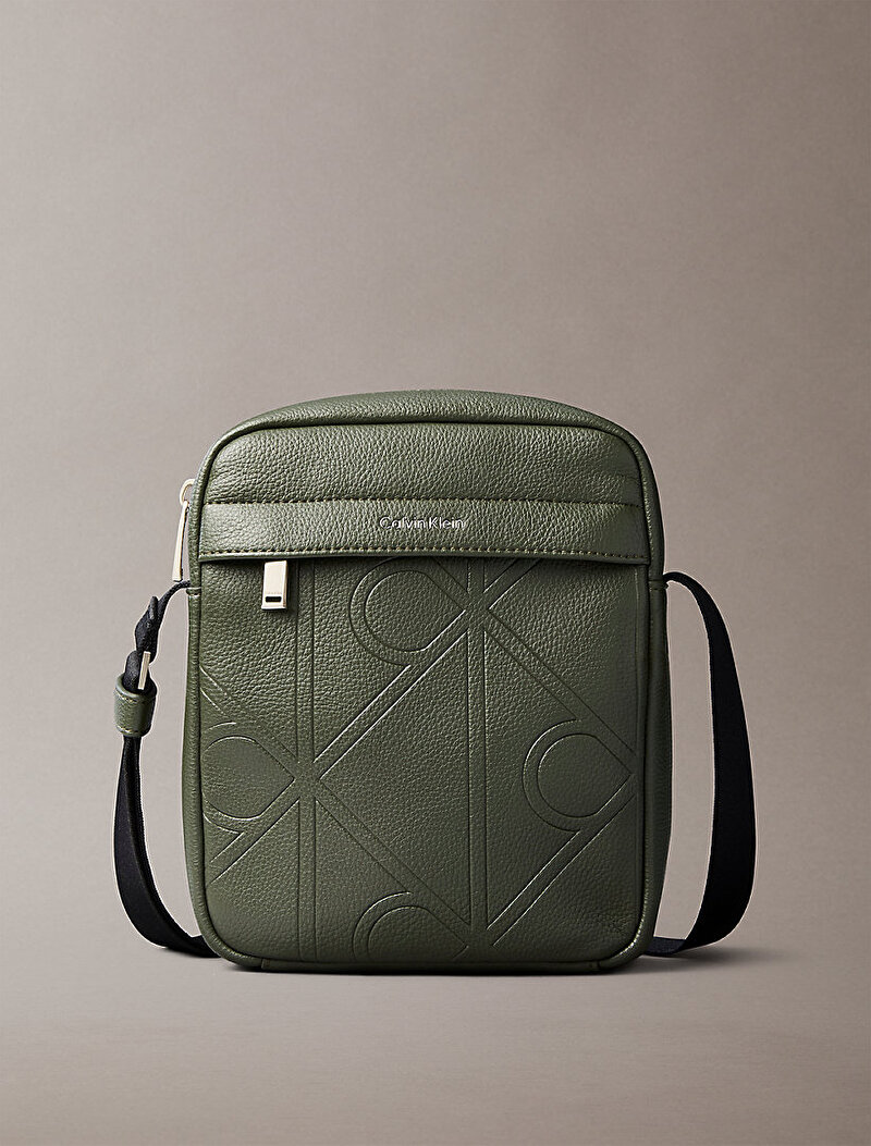 Calvin Klein Yeşil Renkli Erkek Emblem Çapraz Çanta