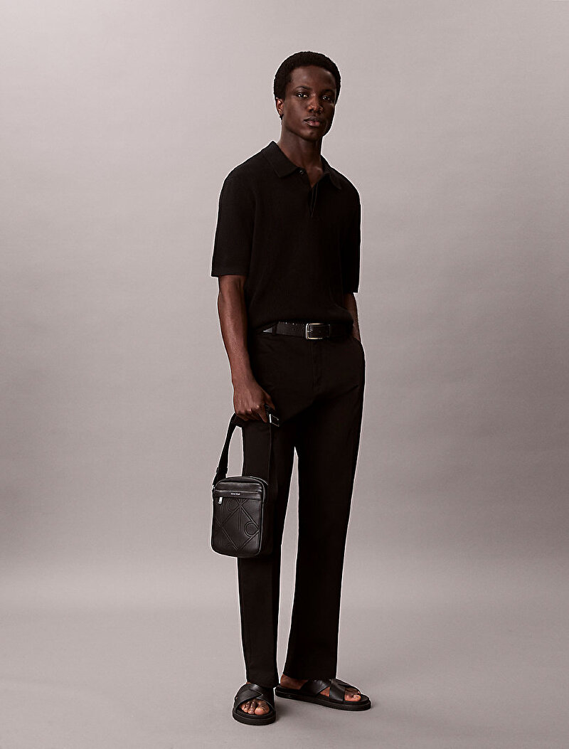 Calvin Klein Siyah Renkli Erkek Emblem Emboss Çapraz Çanta