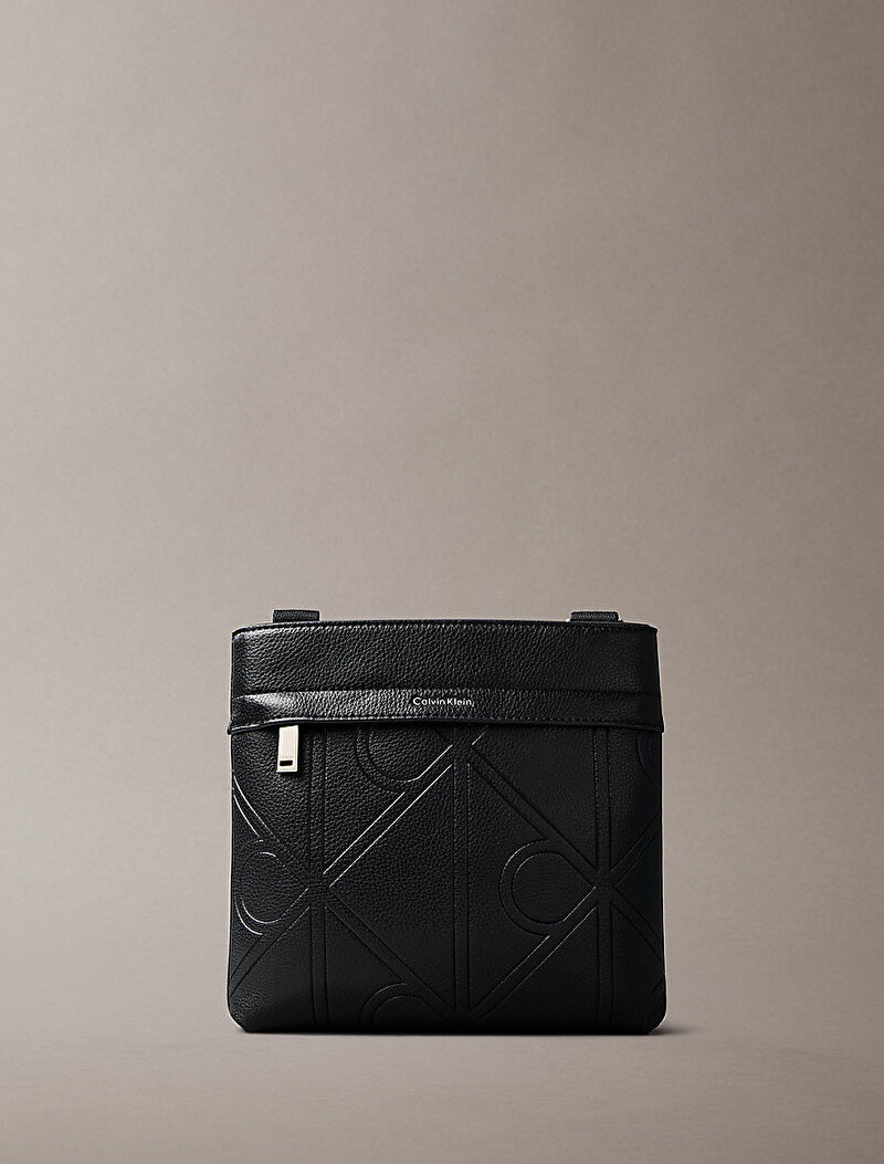 Erkek Emblem Emboss Slim Çapraz Çanta
