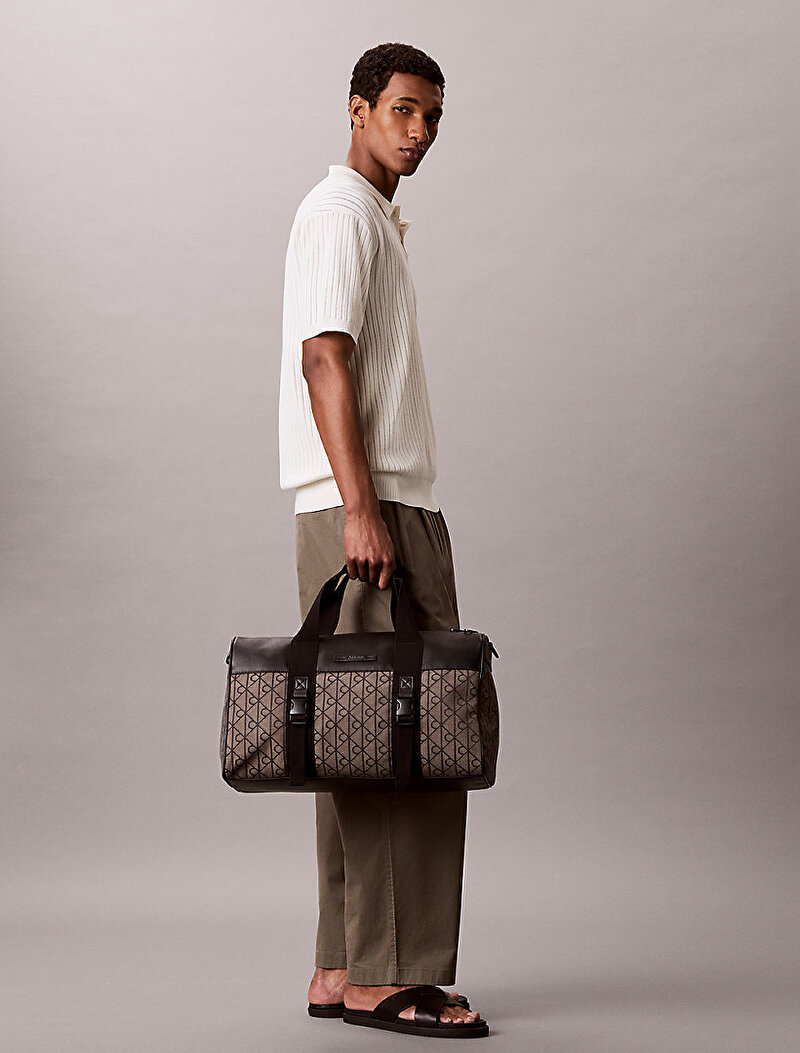 Calvin Klein Bej Renkli Erkek Mixed Emblem Duffle Çanta
