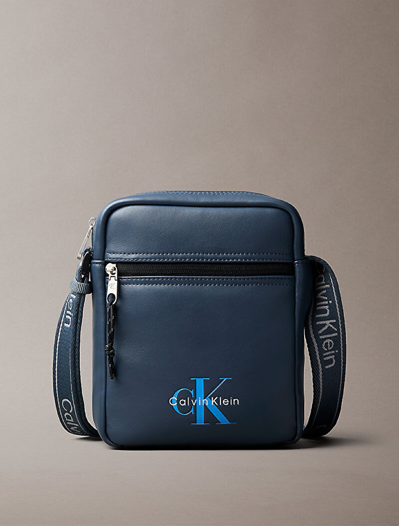 Calvin Klein Mavi Renkli Erkek Bold Logo Webbing Çapraz Çanta