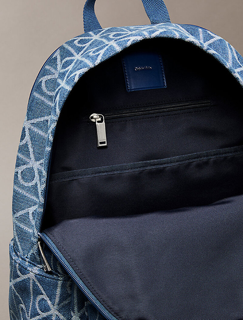 Calvin Klein Mavi Renkli Erkek Emblem Denim Sırt Çantası