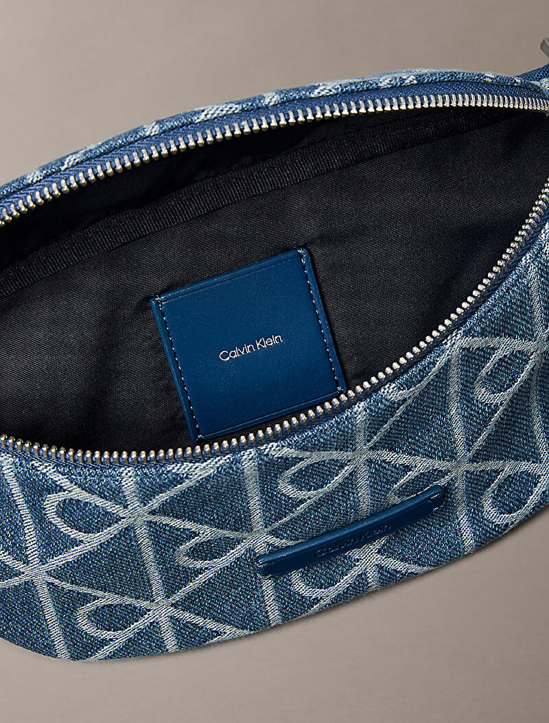 Calvin Klein Mavi Renkli Erkek Emblem Denim Bel Çantası