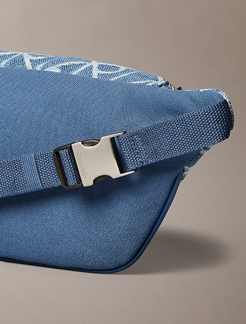Calvin Klein Mavi Renkli Erkek Emblem Denim Bel Çantası