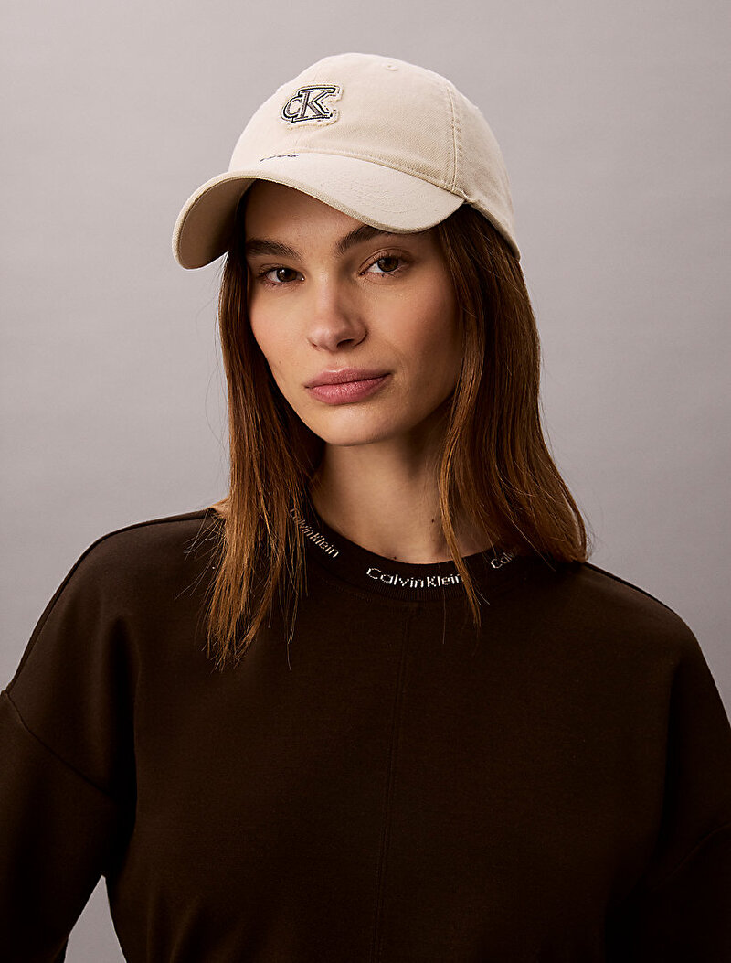 Calvin Klein Bej Renkli Erkek Washed Cotton Canvas Şapka